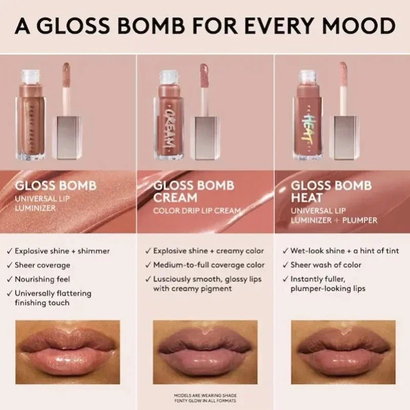 Fenty Beauty Gloss Bomb Lip Glaze Multi-color Moisten Shine Glitter Lip Plumper Makeup Beginner Liquid Lipstick Makeup Cosmetics (Copy) - Ma boutique